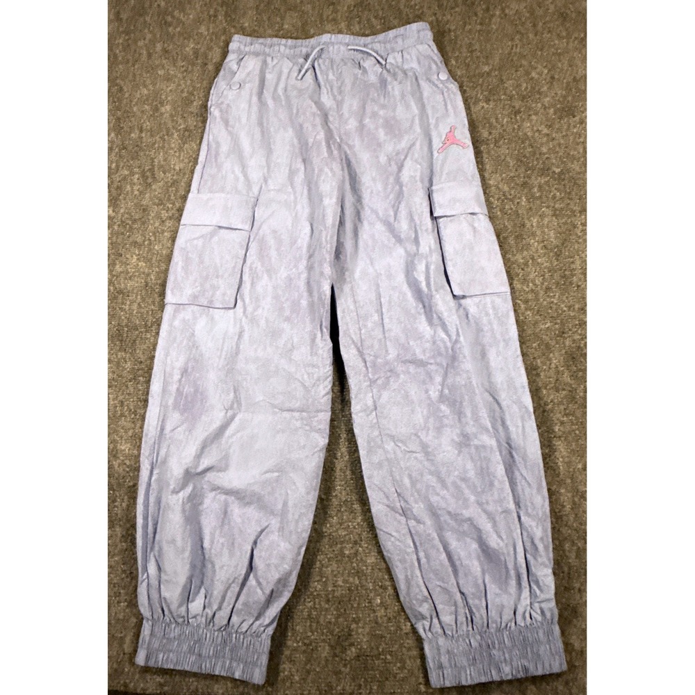 Jordan Girls Medium 10-12 Years Blue Pink Glitter Jumpman Cargo Joggers NWT